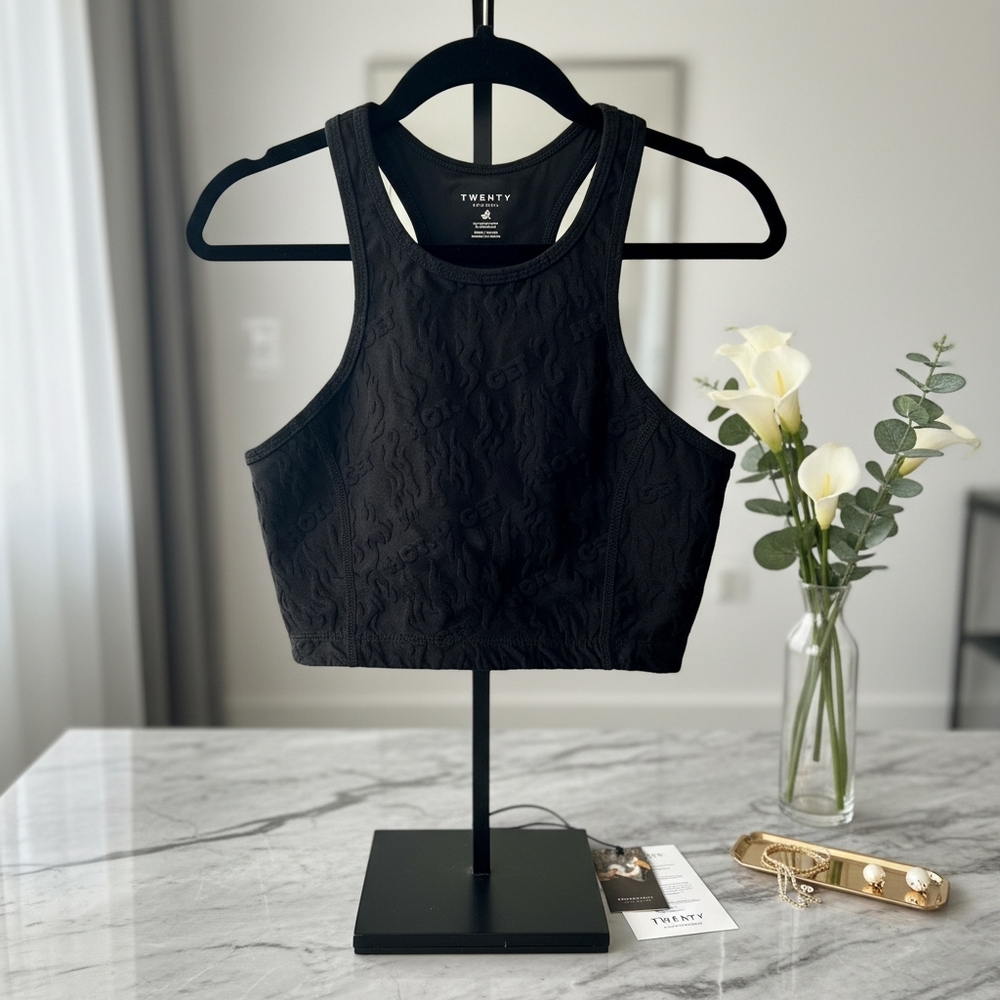 Black Textured Crop Top